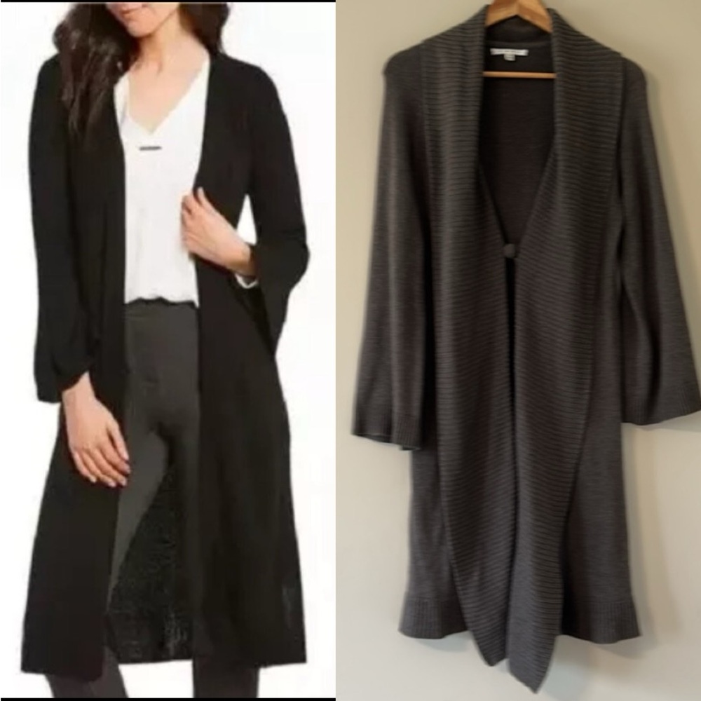 Cabi Sweater Cardigan Brown Single Button Duster Shawl Collar Medium
